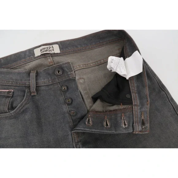 Naked & Famous Weird Guy Hunter Stretch Selvedge Denim Jeans Mens 32 Red Lined - Picture 5 of 13